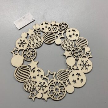 Couronne Noel Bois motif boules