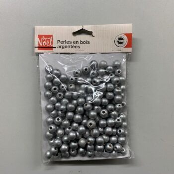 Perles bois argentees